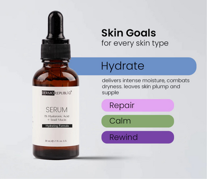 Dermorepubliq Facial Serum 1% Hyaluronic Acid + Snail Mucin 30ml