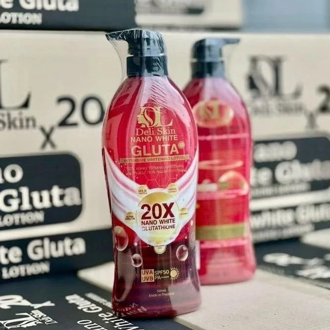 (PRE-ORDER ETA 2WEEKS) Combo of Deli Skin Lotion Nano White Gluta & Soap SPF50 PA++ 500ml