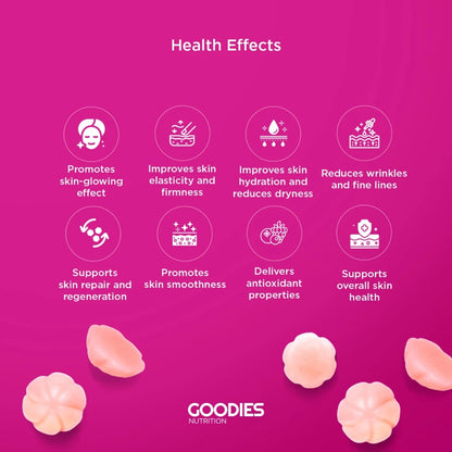 GOODIES NUTRITION Collagen Gummies – Glow Goodies – 1 bottle (60 Gummies) - Promotes Skin Hydration