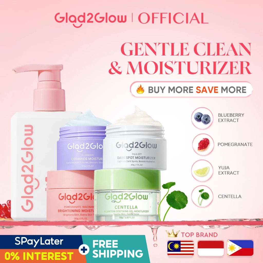 COMBO of Glad2Glow Milk Amino Acid Brightening cleanser 80g & moisturizer 30g