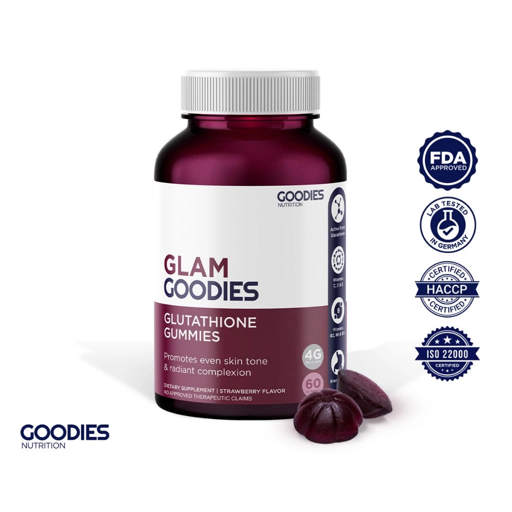 GOODIES NUTRITION Glutathione Gummies – Glam Goodies – 1 bottle (60 Gummies) - Improve Skin Textur