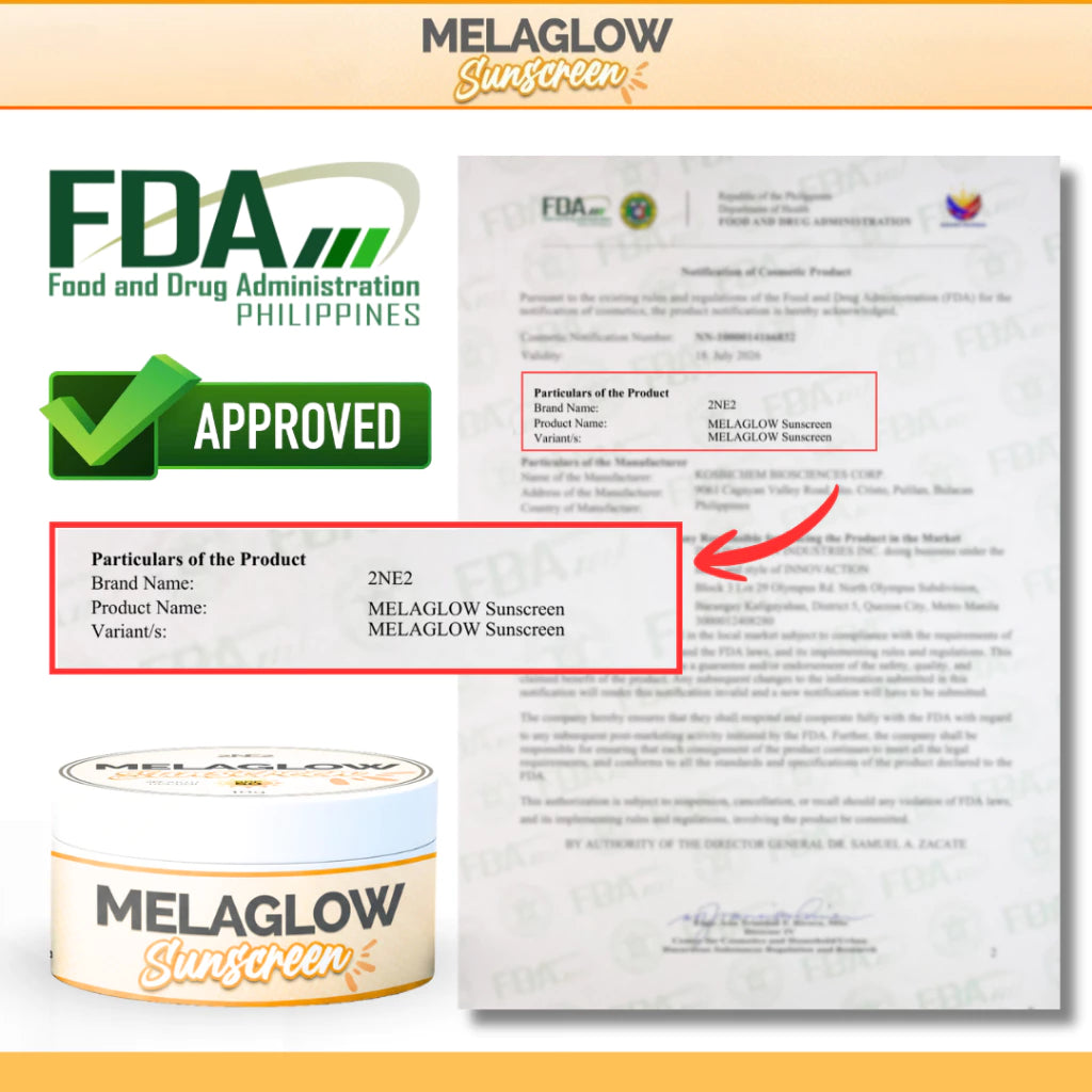 2NE2 Thailand Melaglow Sunscreen +Soap for Melasma, Pekas, Hyperpigmentation, Sunburn, SPF 50