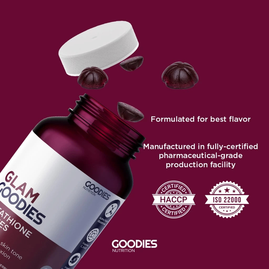 GOODIES NUTRITION Glutathione Gummies – Glam Goodies – 1 bottle (60 Gummies) - Improve Skin Textur