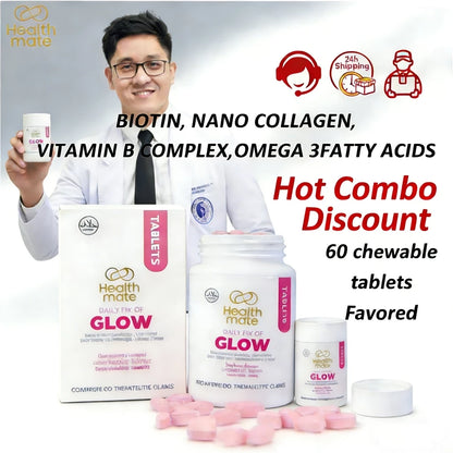 Healthmate GLOW Collagen Multivitamin Complex & Omega Strawberry Flavor 60tabs