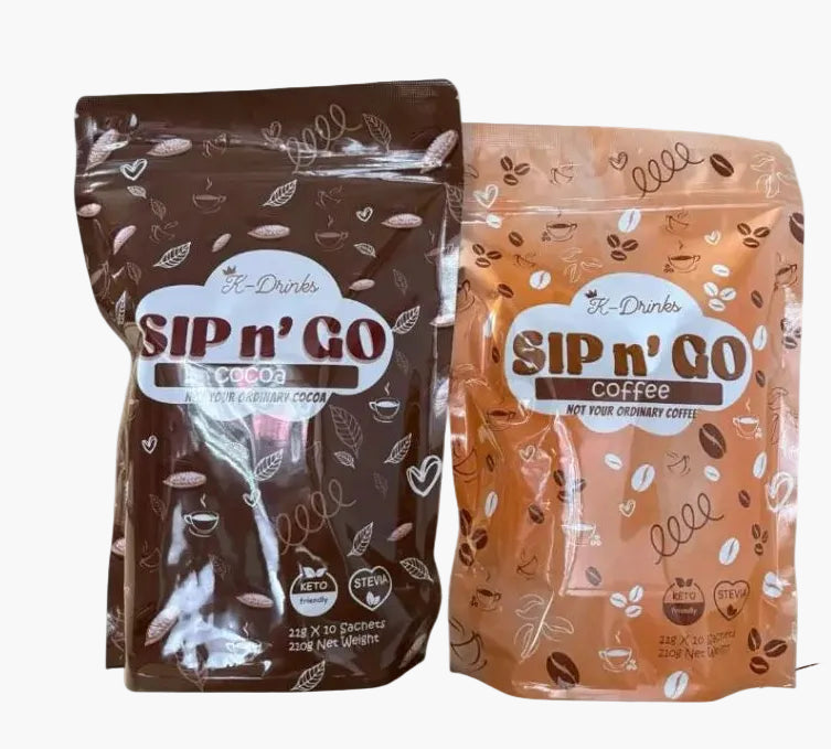 Combo of K-Drinks Sip N' Go Coffee & cocoa Drink Mix (10 sachets/pk)