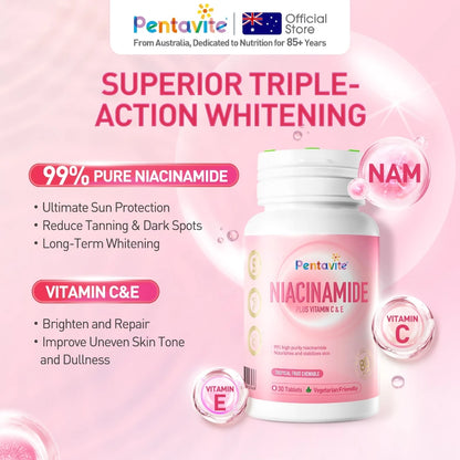 Pentavite Niacinamide+Collagen Skin Brightening Whitening Anti Aging 60pcs