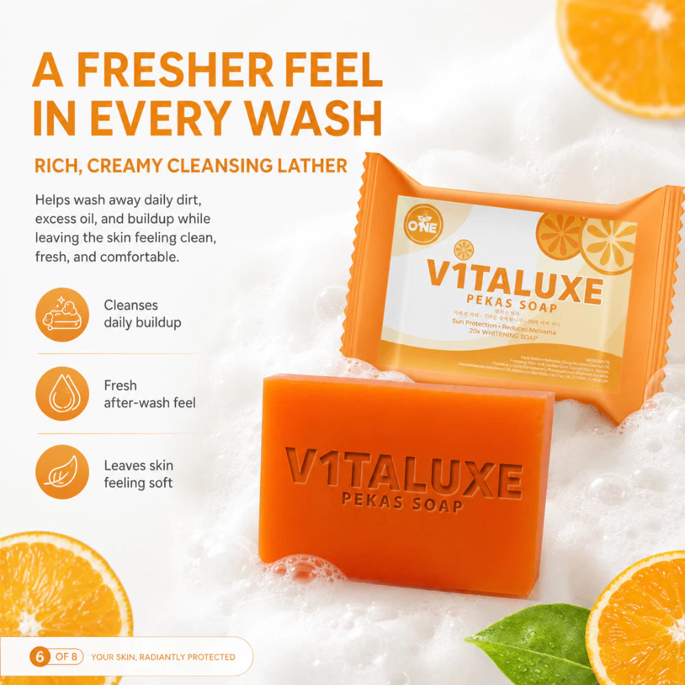 5 pcs of Vitaluxe Pekas Soap 100g Brightening Face & Body Soap for Dark Spots and Uneven-Looking Skin
