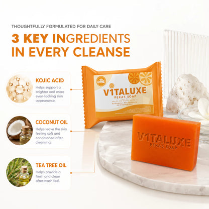 5 pcs of Vitaluxe Pekas Soap 100g Brightening Face & Body Soap for Dark Spots and Uneven-Looking Skin