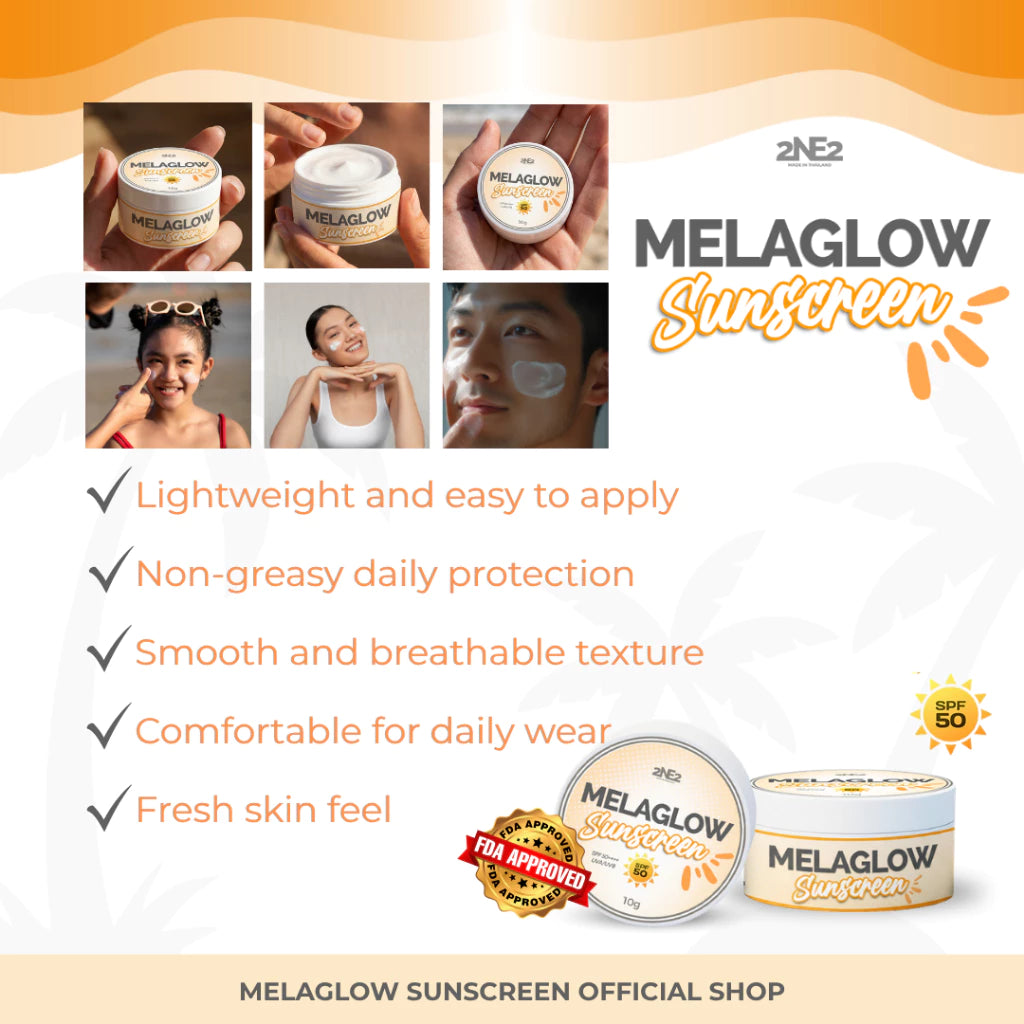 2NE2 Thailand Melaglow Sunscreen +Soap for Melasma, Pekas, Hyperpigmentation, Sunburn, SPF 50