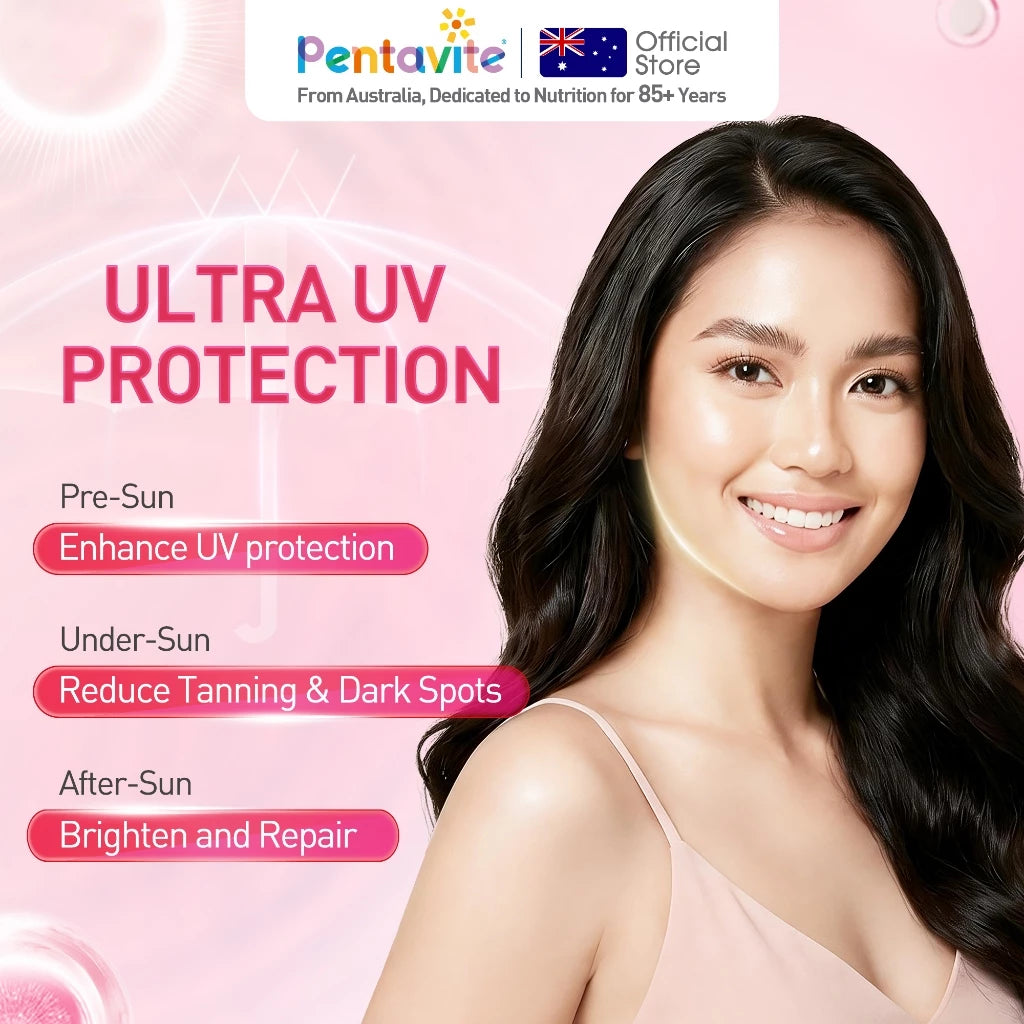 Pentavite Niacinamide Plus UV Protection Reduce Dark Spots Vitamin C Brightening & After-sun Repair