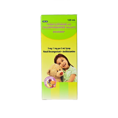 DISUDRIN Phenylephrine + Chlorpheniramine Syrup Fruit Flavor 5mg/1mg per 5ml -120ml