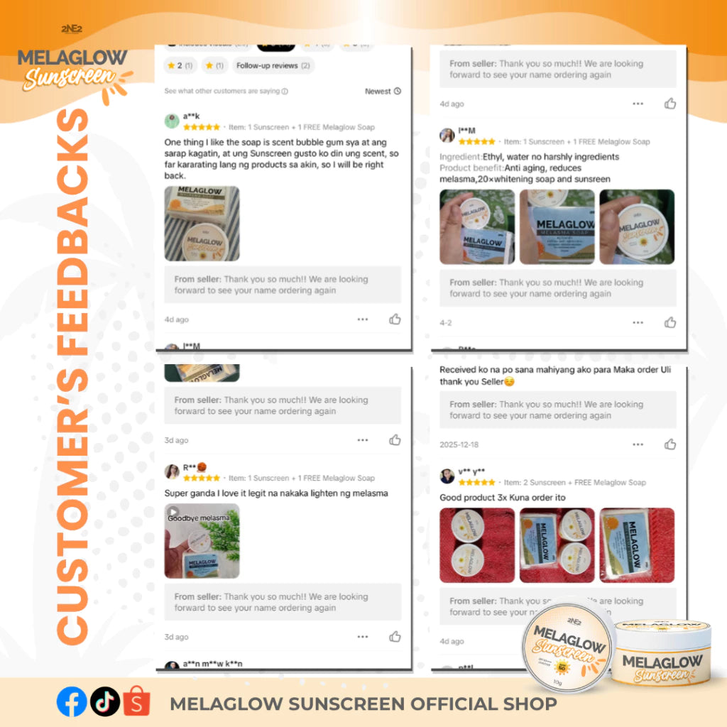 2NE2 Thailand Melaglow Sunscreen +Soap for Melasma, Pekas, Hyperpigmentation, Sunburn, SPF 50
