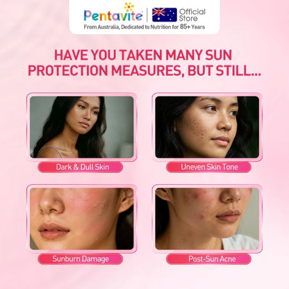 Pentavite Niacinamide Plus UV Protection Reduce Dark Spots Vitamin C Brightening & After-sun Repair