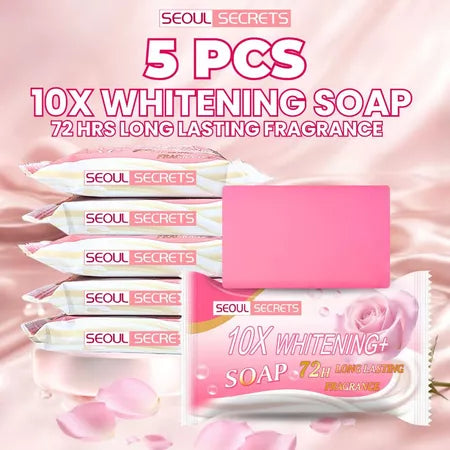 5 pcs of Seoul Secrets 10X Whitening Soap 72-Hour Long-Lasting Fresh Fragrance for Body & Brightening