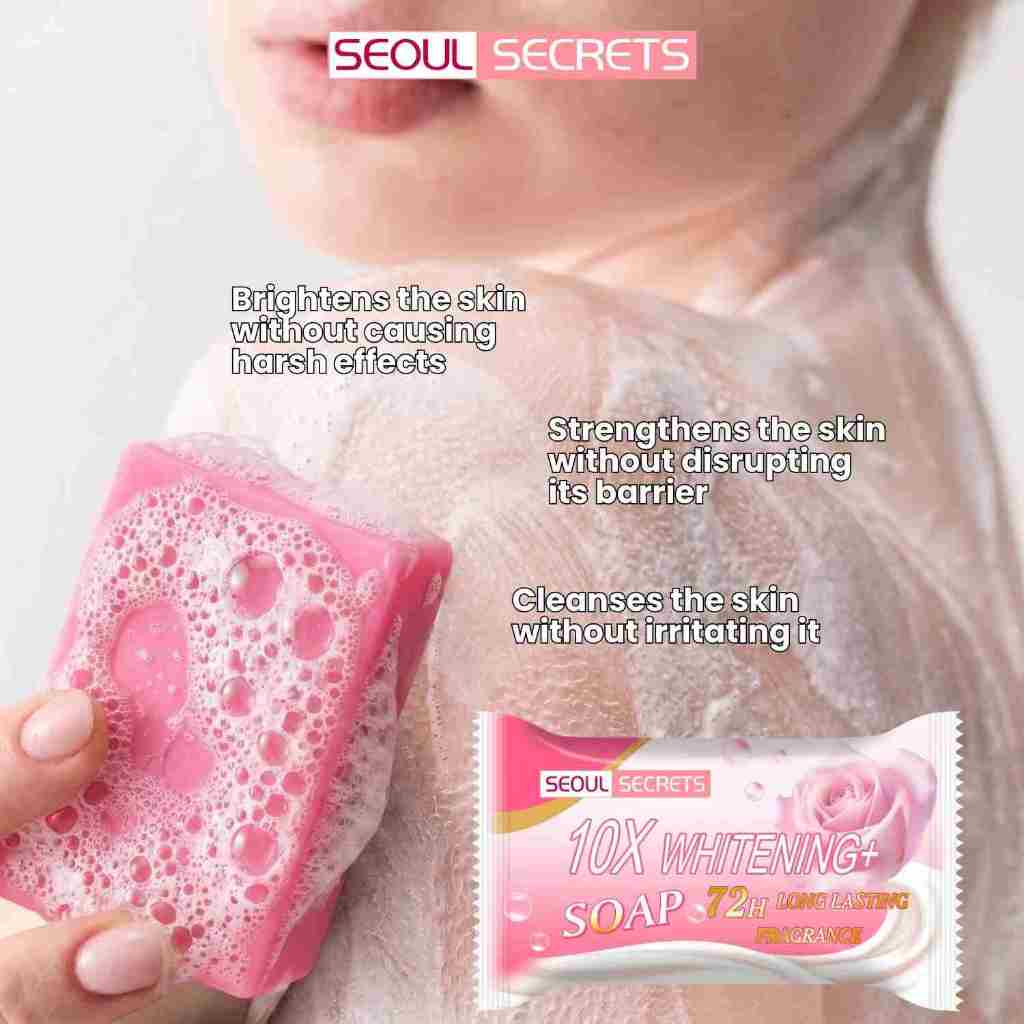 5 pcs of Seoul Secrets 10X Whitening Soap 72-Hour Long-Lasting Fresh Fragrance for Body & Brightening