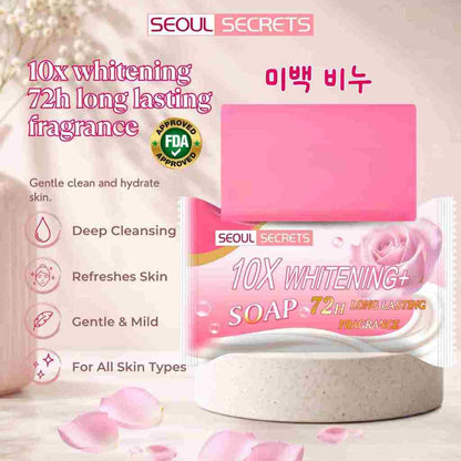5 pcs of Seoul Secrets 10X Whitening Soap 72-Hour Long-Lasting Fresh Fragrance for Body & Brightening