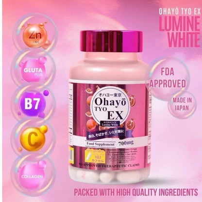 Ohayo TYO EX Lumine White Glutathione 700mg, 60 Capsules