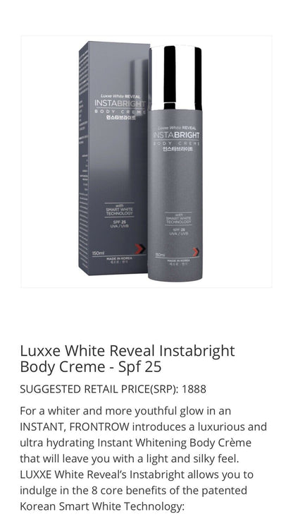 Luxxe White Reveal Instabright Body Creme SPF 25