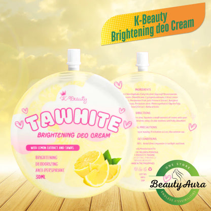 K-BEAUTY Tawhite Brightening Deo Cream w/ Tawas & Lemon Extract 30ml